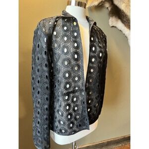 GUMPS Y2K Cut Out Artsy Funky Work Casual Open Front Jacket Blazer Womens XL